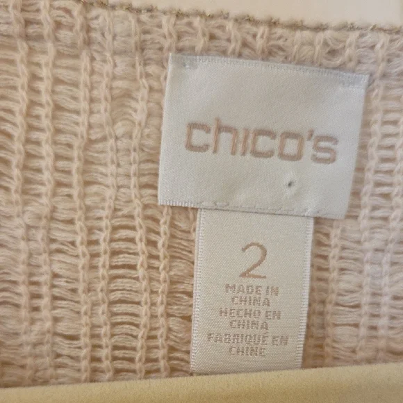 Chico's Boho Style Cream Lace Blouse with Fringe And Lace - Picture 12 of 12